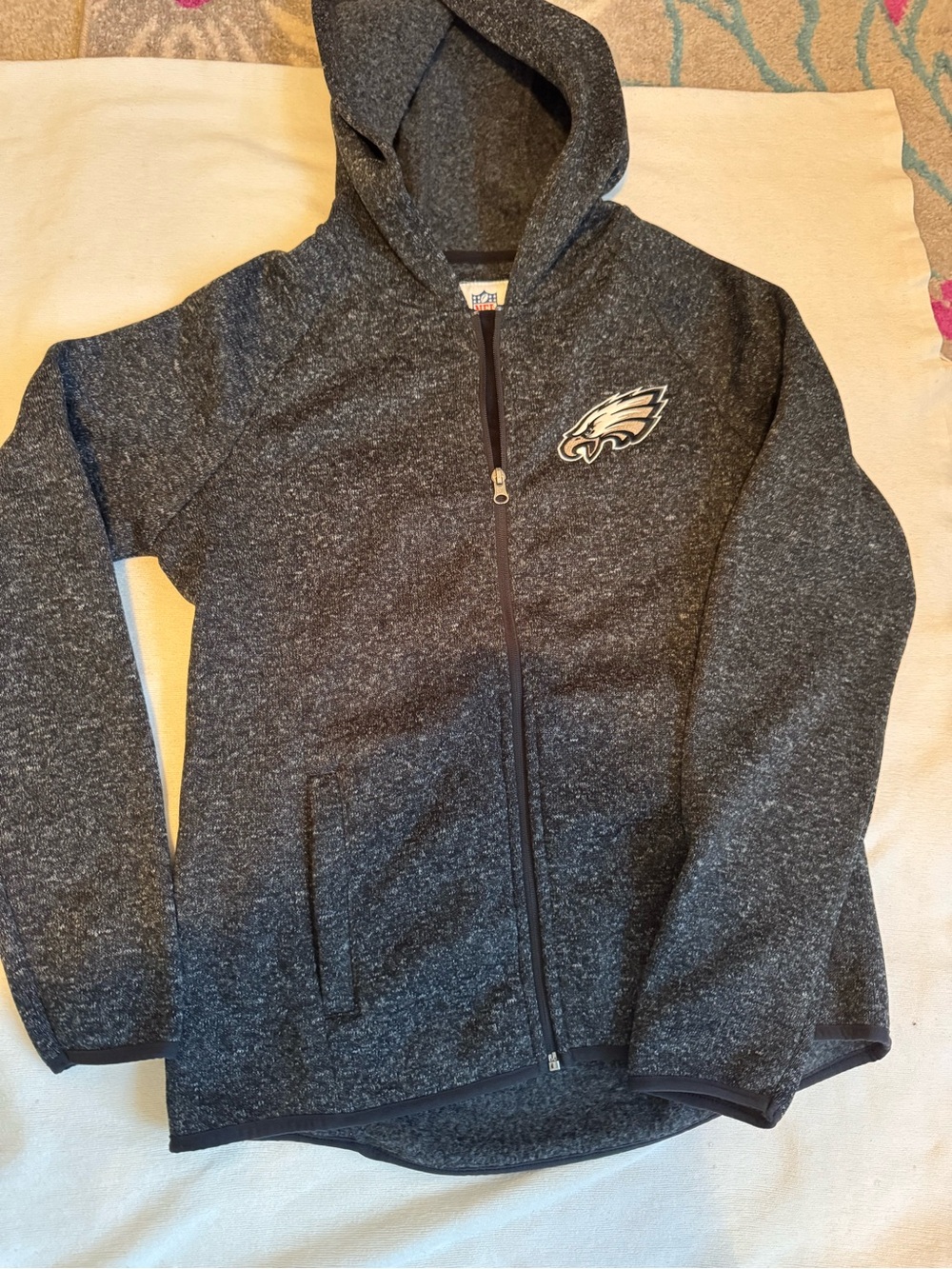NFL Charcoal Heather Gray Full-Zip Hoodie Jacket with Team Patch